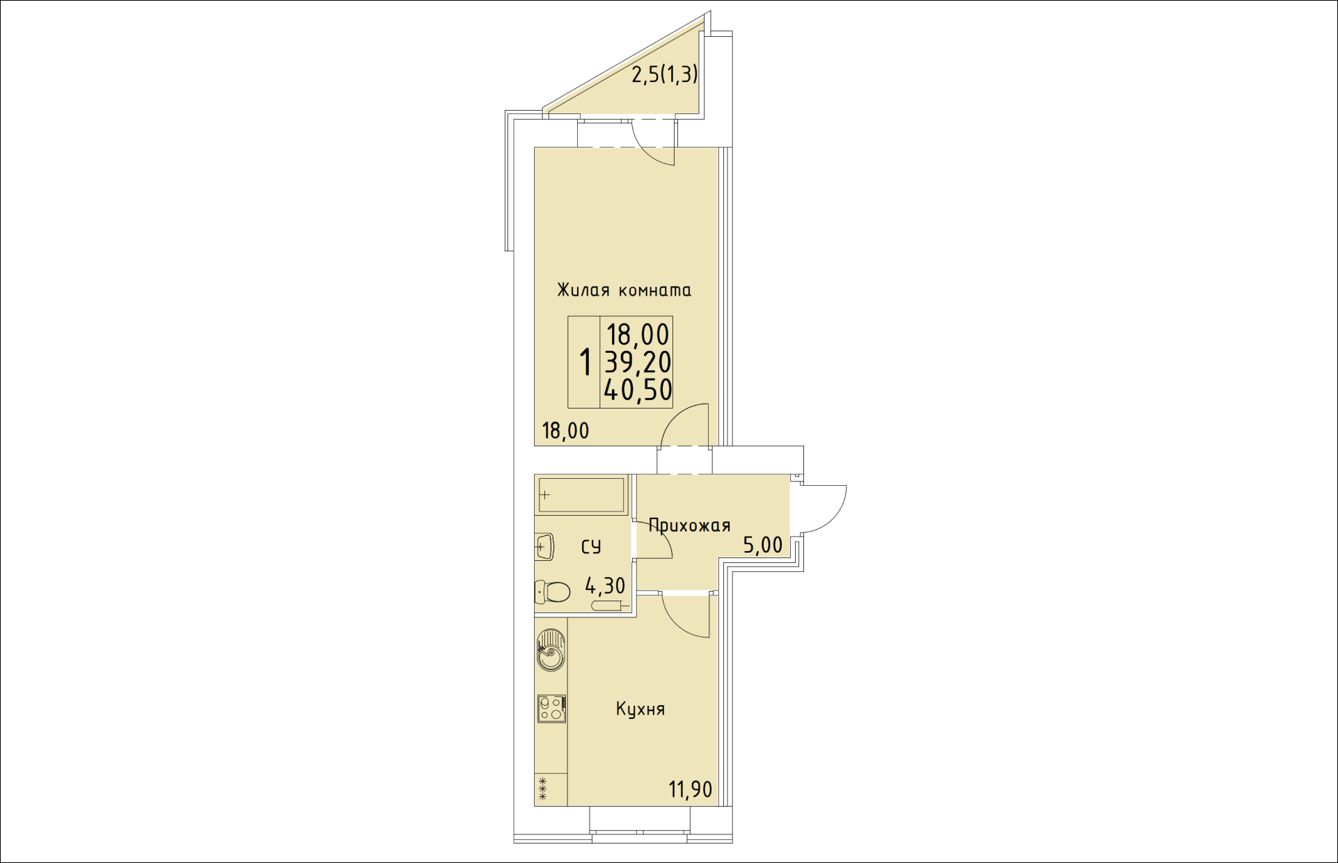 планировка квартиры 41 м2